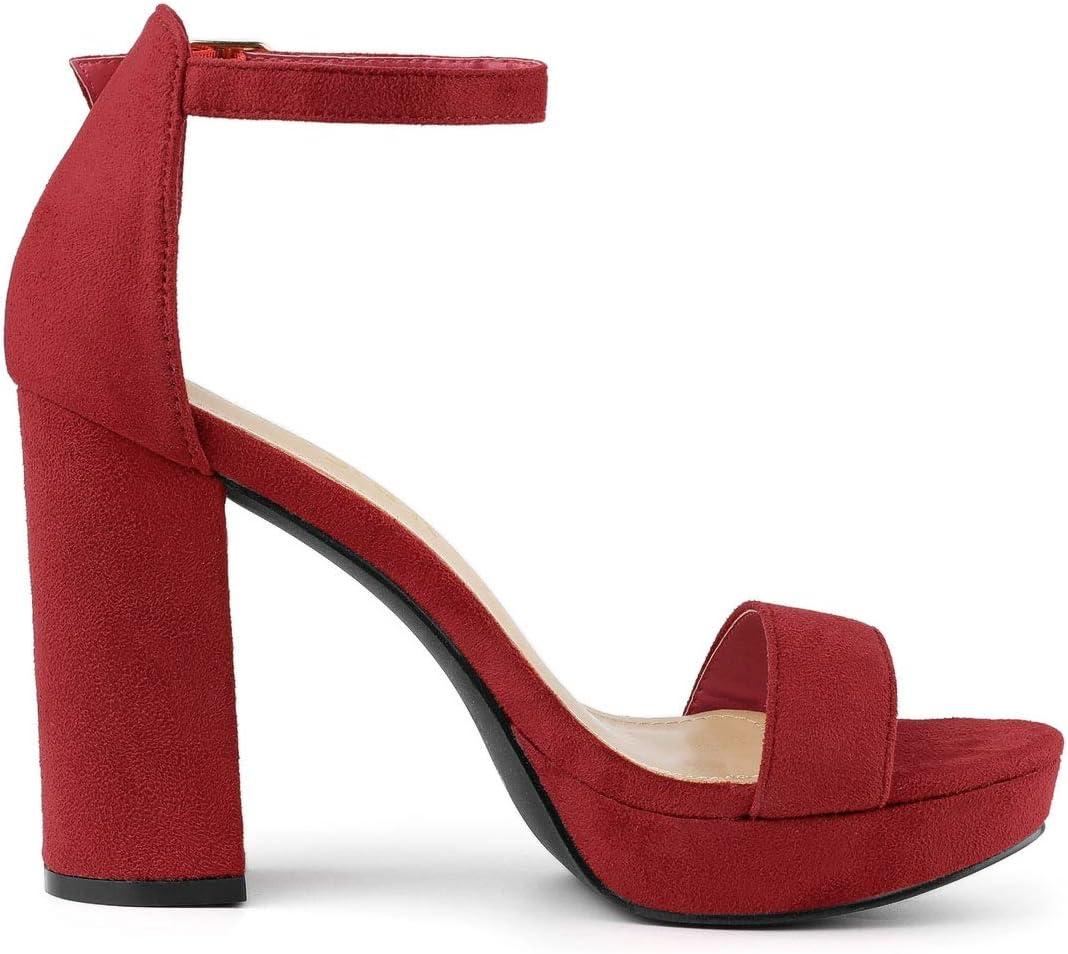 imageAllegra K Womens Ankle Strap Platform Chunky Heels SandalsRed