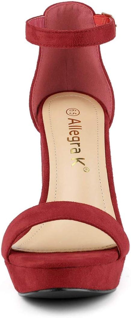 imageAllegra K Womens Ankle Strap Platform Chunky Heels SandalsRed