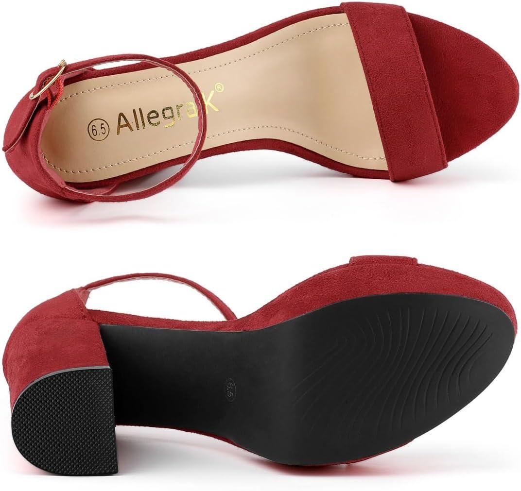 imageAllegra K Womens Ankle Strap Platform Chunky Heels SandalsRed