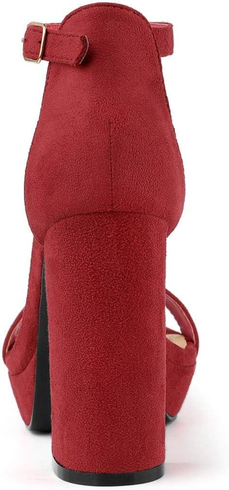 imageAllegra K Womens Ankle Strap Platform Chunky Heels SandalsRed