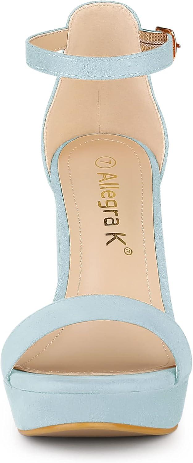 imageAllegra K Womens Ankle Strap Platform Chunky Heels SandalsSky Blue