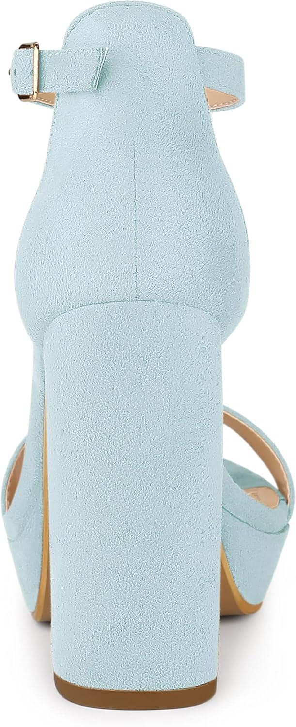 imageAllegra K Womens Ankle Strap Platform Chunky Heels SandalsSky Blue