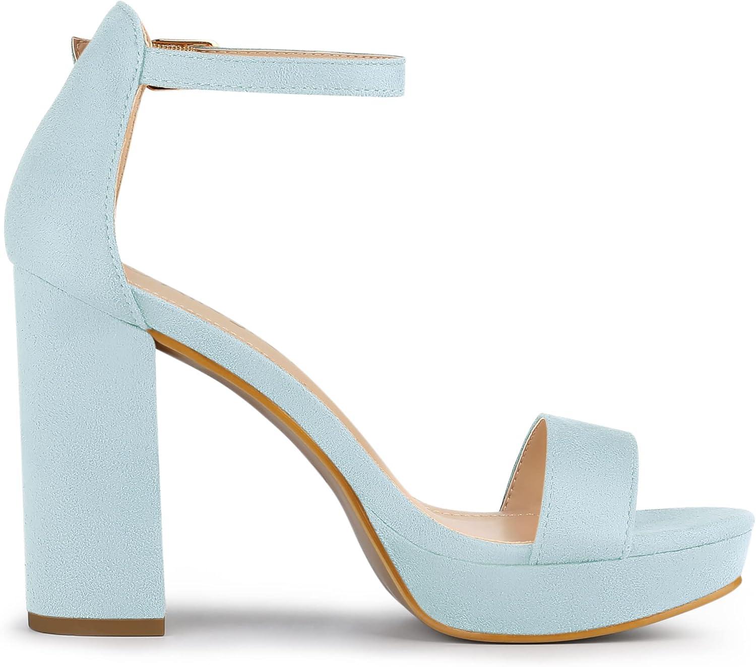 imageAllegra K Womens Ankle Strap Platform Chunky Heels SandalsSky Blue