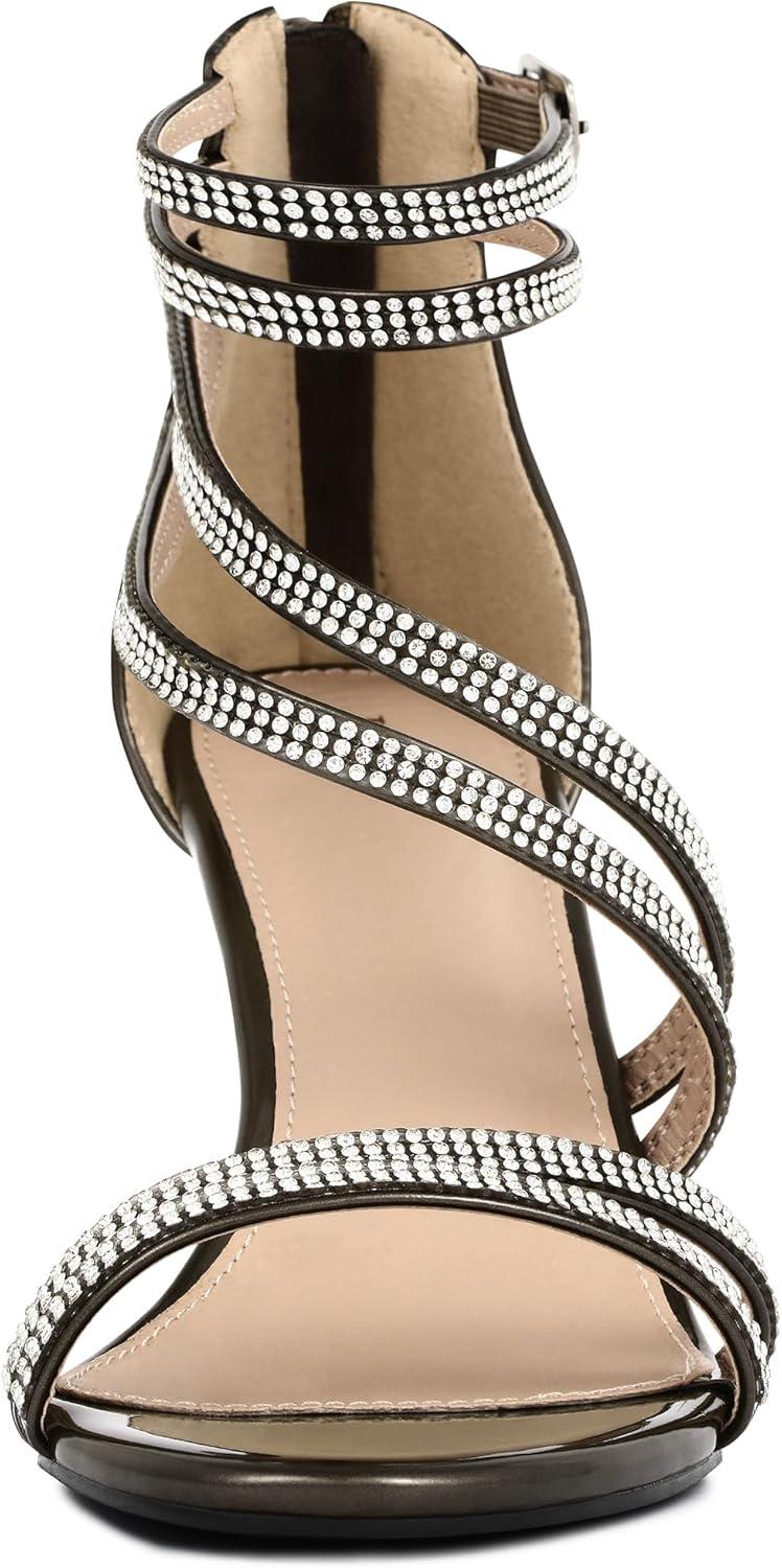 imageAllegra K Womens Ankle Strap Rhinestone Stiletto Heeled SandalsGunmetal