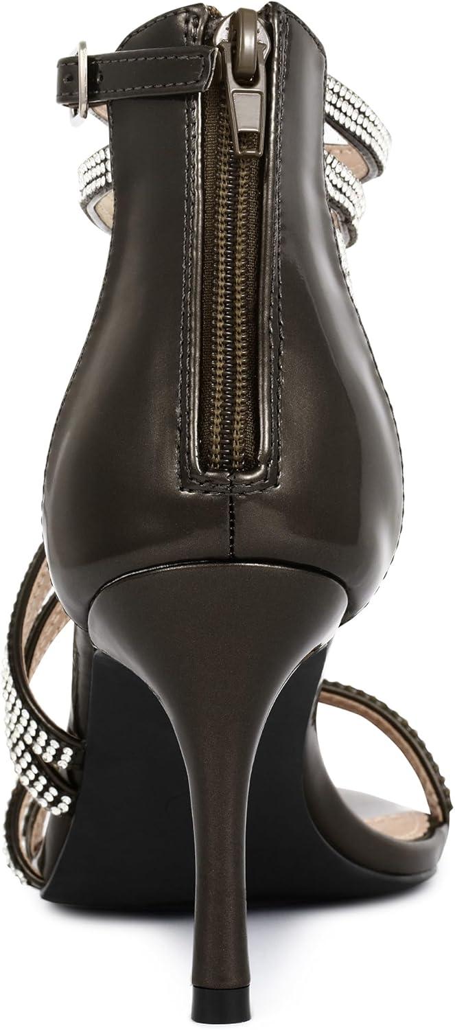 imageAllegra K Womens Ankle Strap Rhinestone Stiletto Heeled SandalsGunmetal
