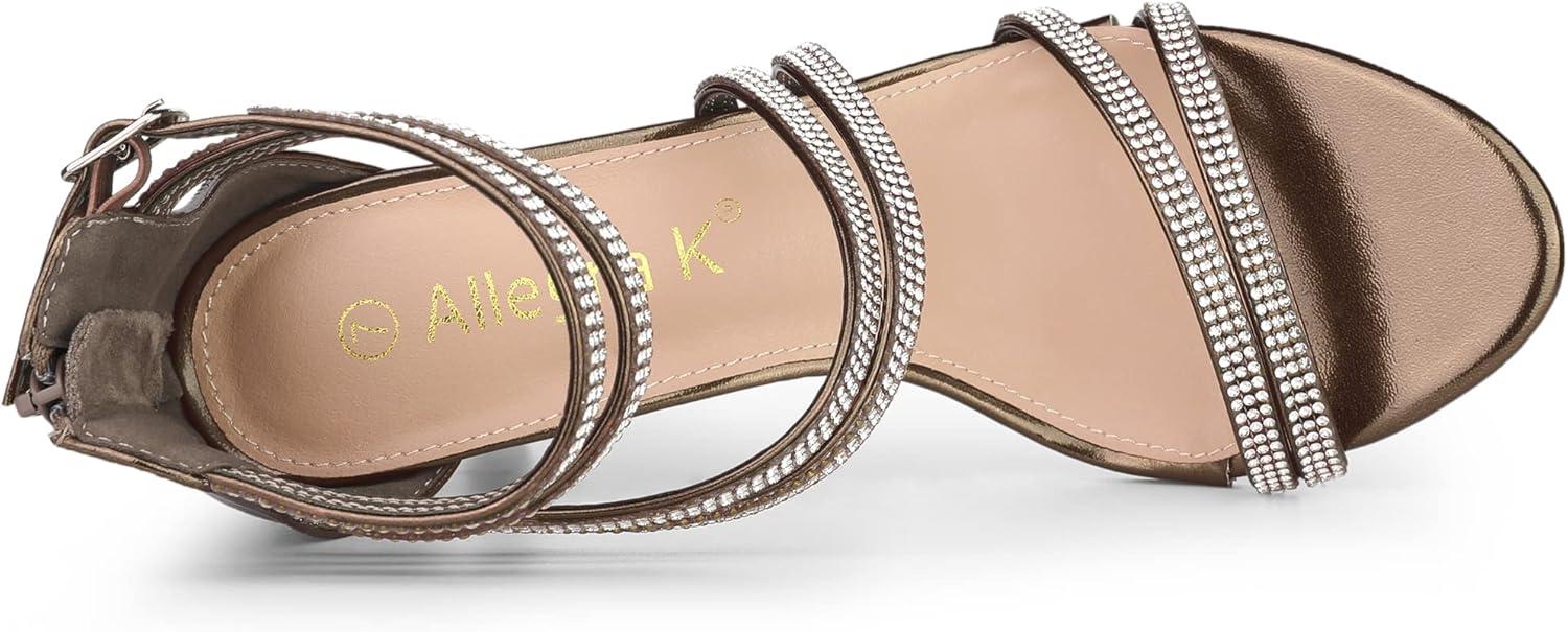 imageAllegra K Womens Ankle Strap Rhinestone Stiletto Heeled SandalsGunmetal