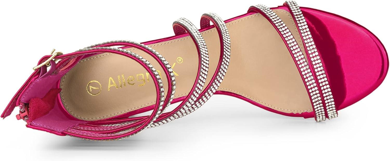 imageAllegra K Womens Ankle Strap Rhinestone Stiletto Heeled SandalsHot Pink