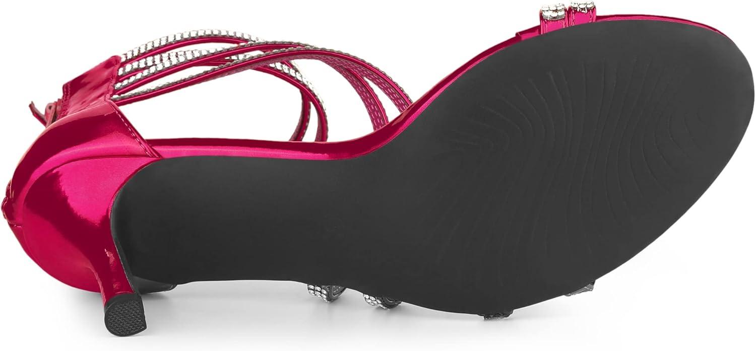 imageAllegra K Womens Ankle Strap Rhinestone Stiletto Heeled SandalsHot Pink