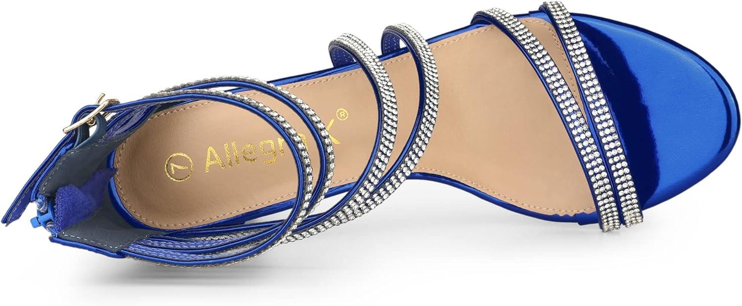 imageAllegra K Womens Ankle Strap Rhinestone Stiletto Heeled SandalsNavy Blue