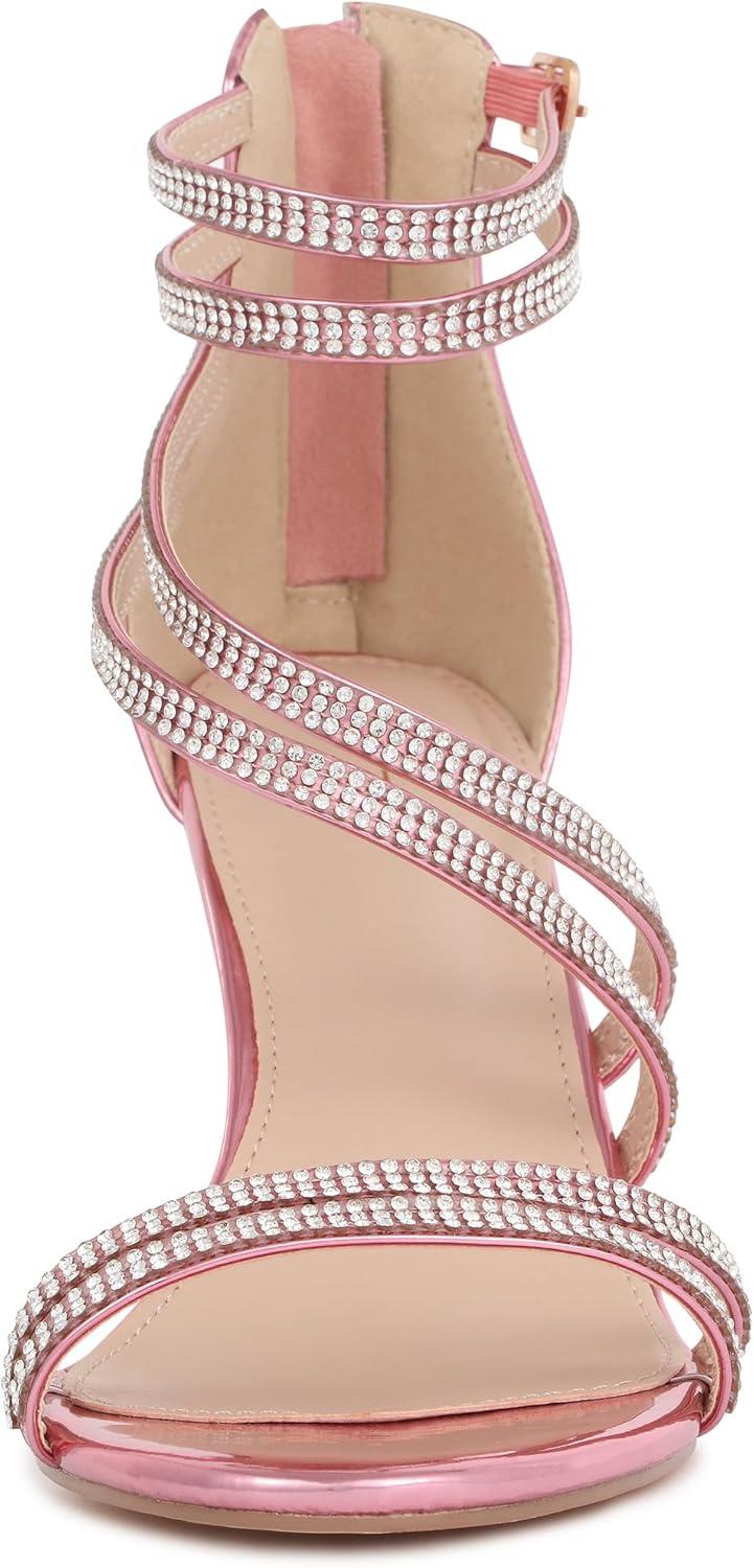 imageAllegra K Womens Ankle Strap Rhinestone Stiletto Heeled SandalsPink
