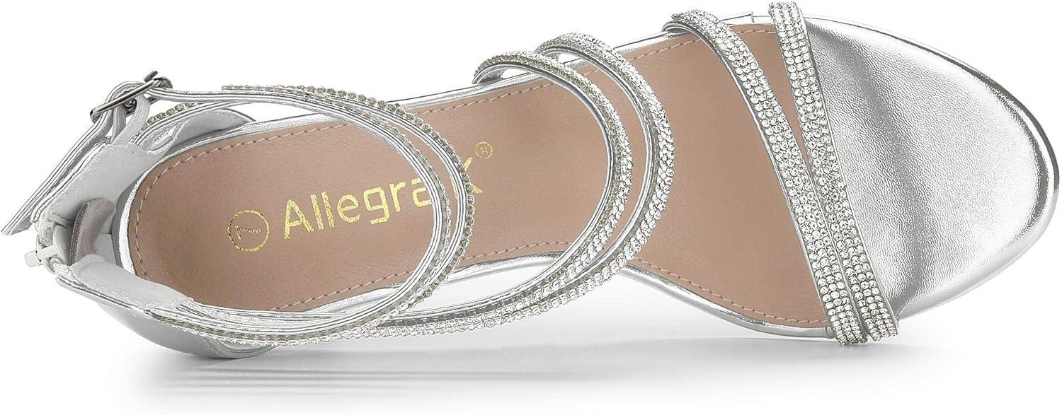 imageAllegra K Womens Ankle Strap Rhinestone Stiletto Heeled SandalsSilver