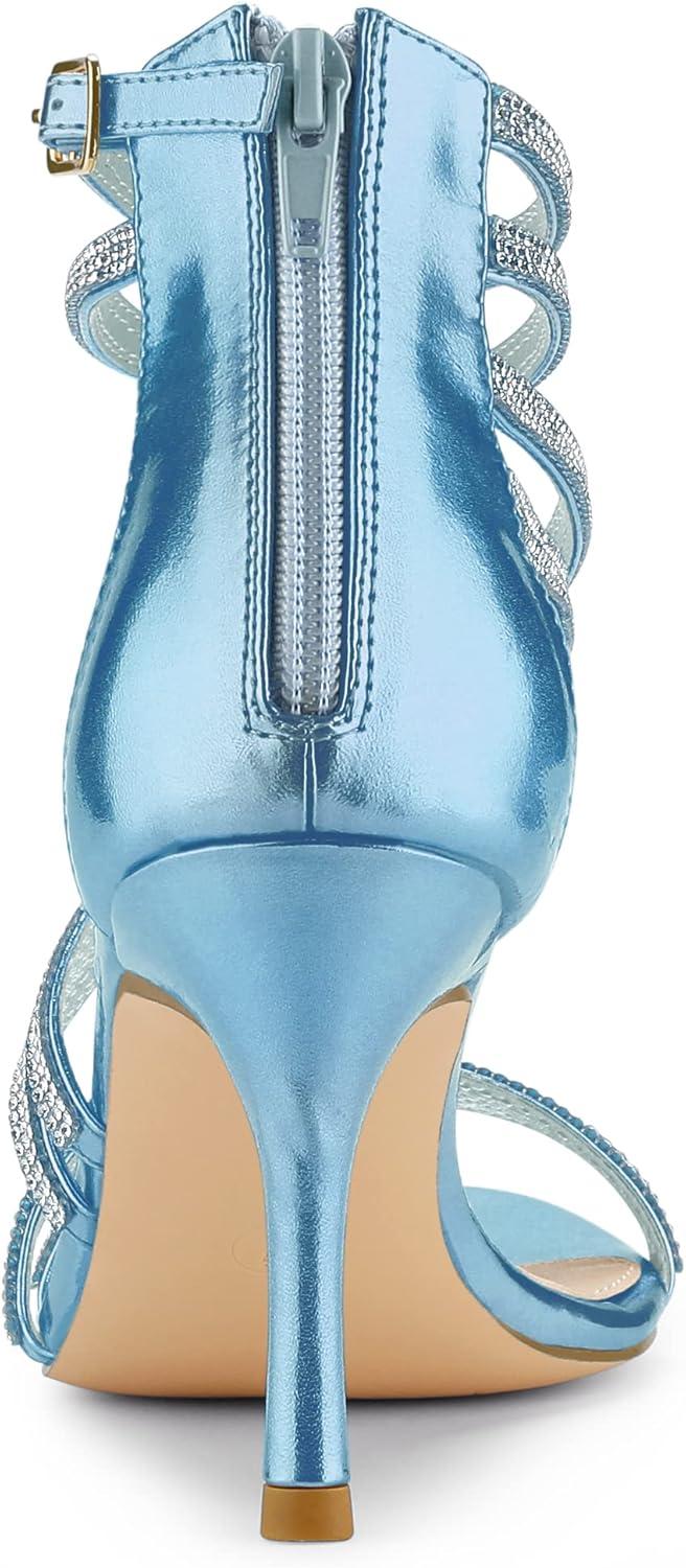 imageAllegra K Womens Ankle Strap Rhinestone Stiletto Heeled SandalsSky Blue