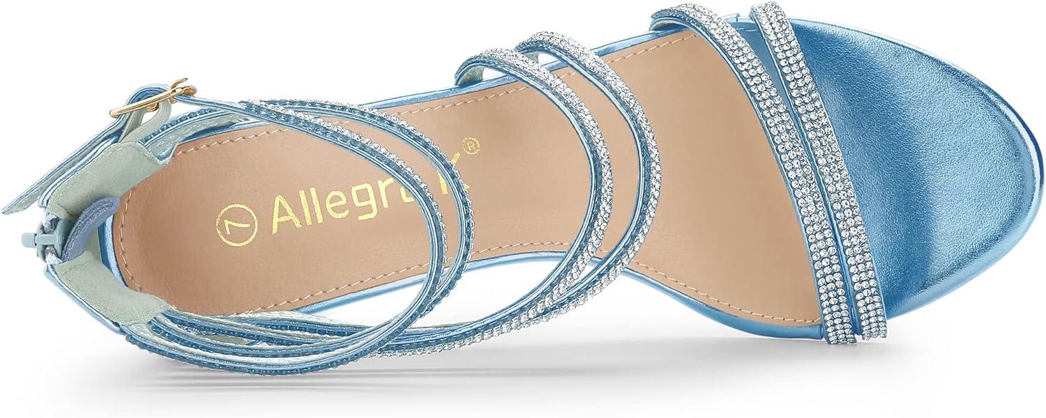 imageAllegra K Womens Ankle Strap Rhinestone Stiletto Heeled SandalsSky Blue
