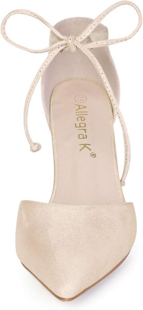 imageAllegra K Womens Ankle Tie Point Toe Dress PumpsBeige
