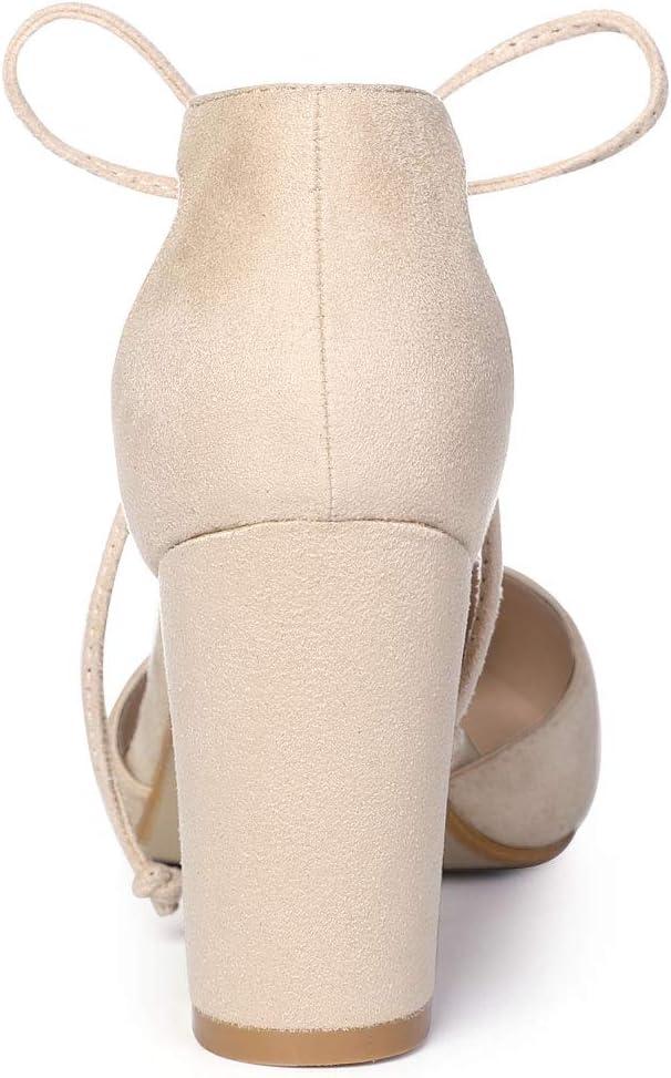 imageAllegra K Womens Ankle Tie Point Toe Dress PumpsBeige