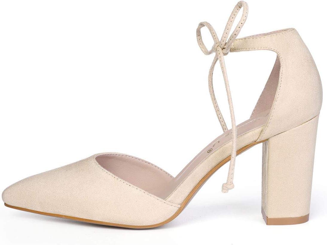 imageAllegra K Womens Ankle Tie Point Toe Dress PumpsBeige