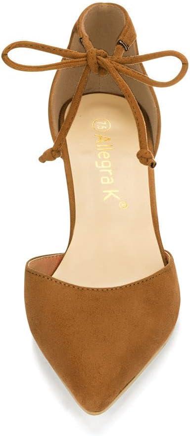 imageAllegra K Womens Ankle Tie Point Toe Dress PumpsBrown