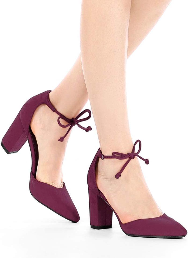imageAllegra K Womens Ankle Tie Point Toe Dress PumpsBurgundy