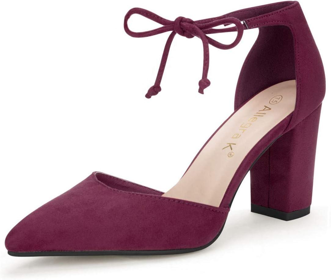 imageAllegra K Womens Ankle Tie Point Toe Dress PumpsBurgundy