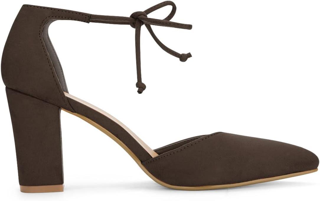 imageAllegra K Womens Ankle Tie Point Toe Dress PumpsCoffee