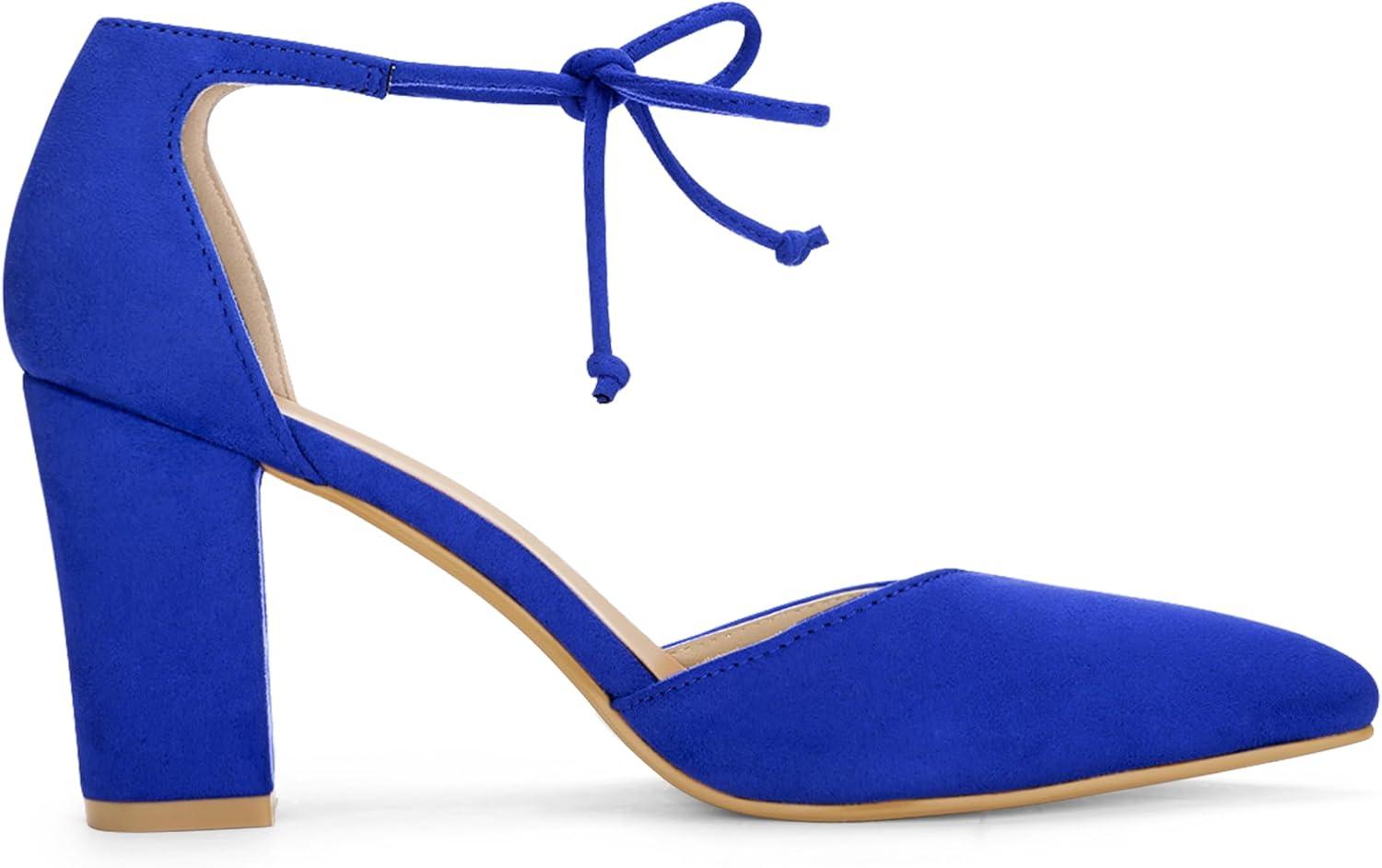imageAllegra K Womens Ankle Tie Point Toe Dress PumpsDeep Blue