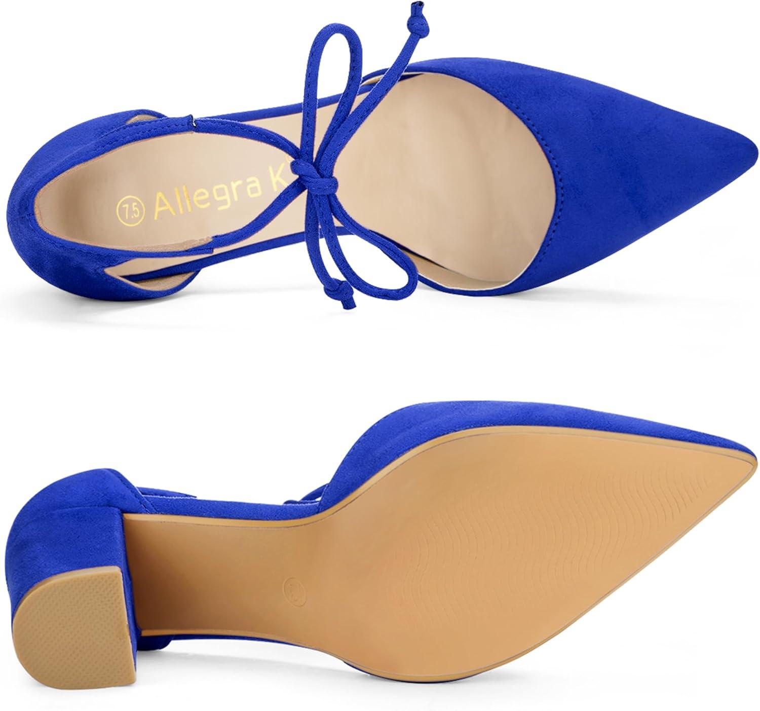 imageAllegra K Womens Ankle Tie Point Toe Dress PumpsDeep Blue