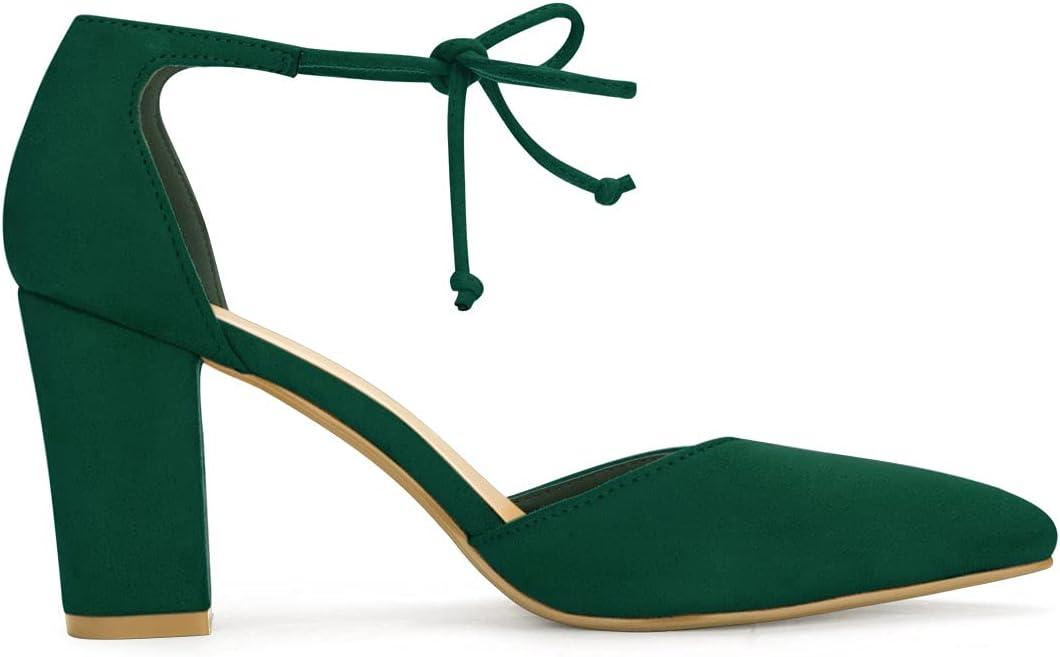 imageAllegra K Womens Ankle Tie Point Toe Dress PumpsGreen