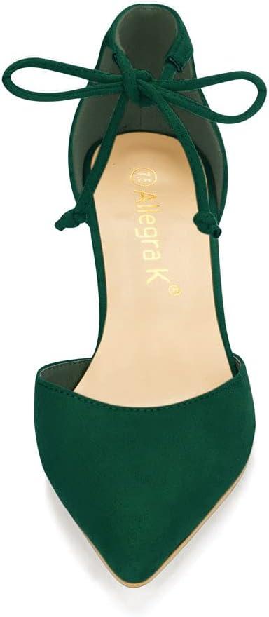 imageAllegra K Womens Ankle Tie Point Toe Dress PumpsGreen
