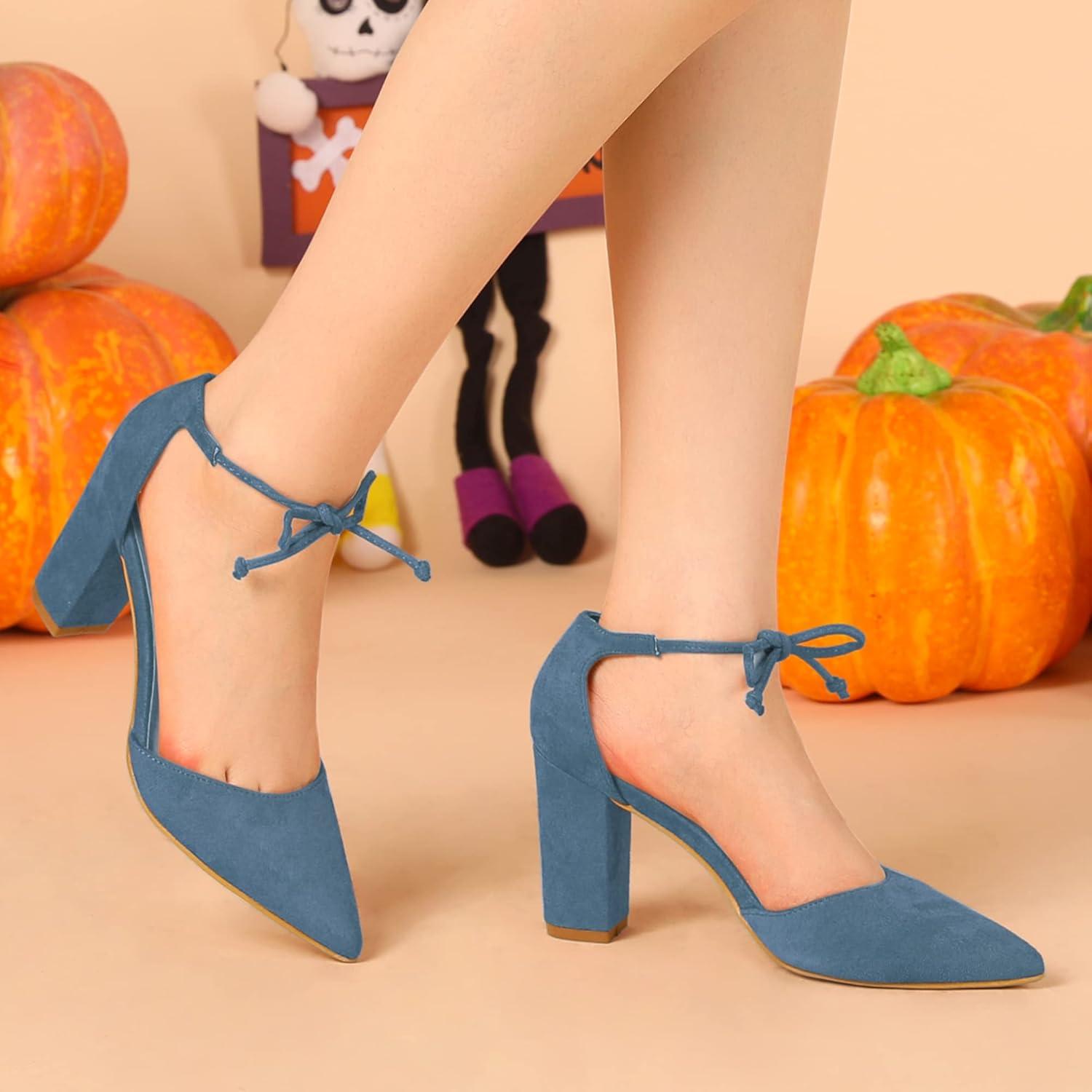 imageAllegra K Womens Ankle Tie Point Toe Dress PumpsHaze Blue