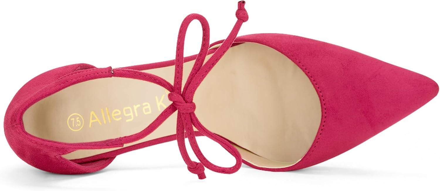 imageAllegra K Womens Ankle Tie Point Toe Dress PumpsHot Pink