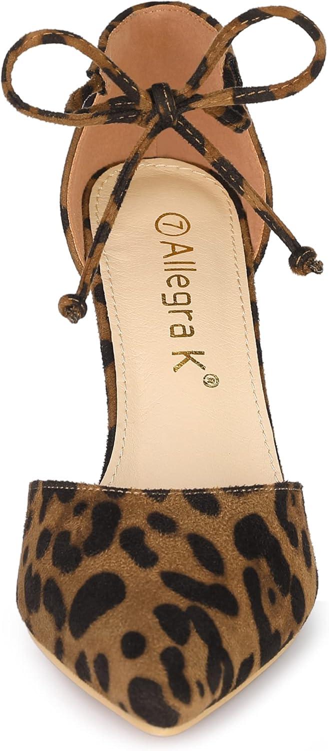 imageAllegra K Womens Ankle Tie Point Toe Dress PumpsLeopard