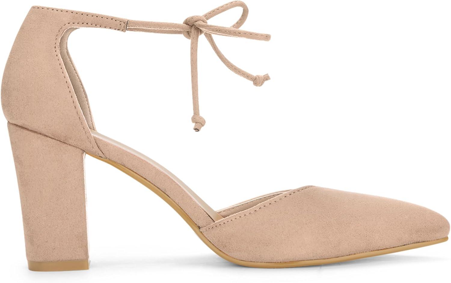 imageAllegra K Womens Ankle Tie Point Toe Dress PumpsNude