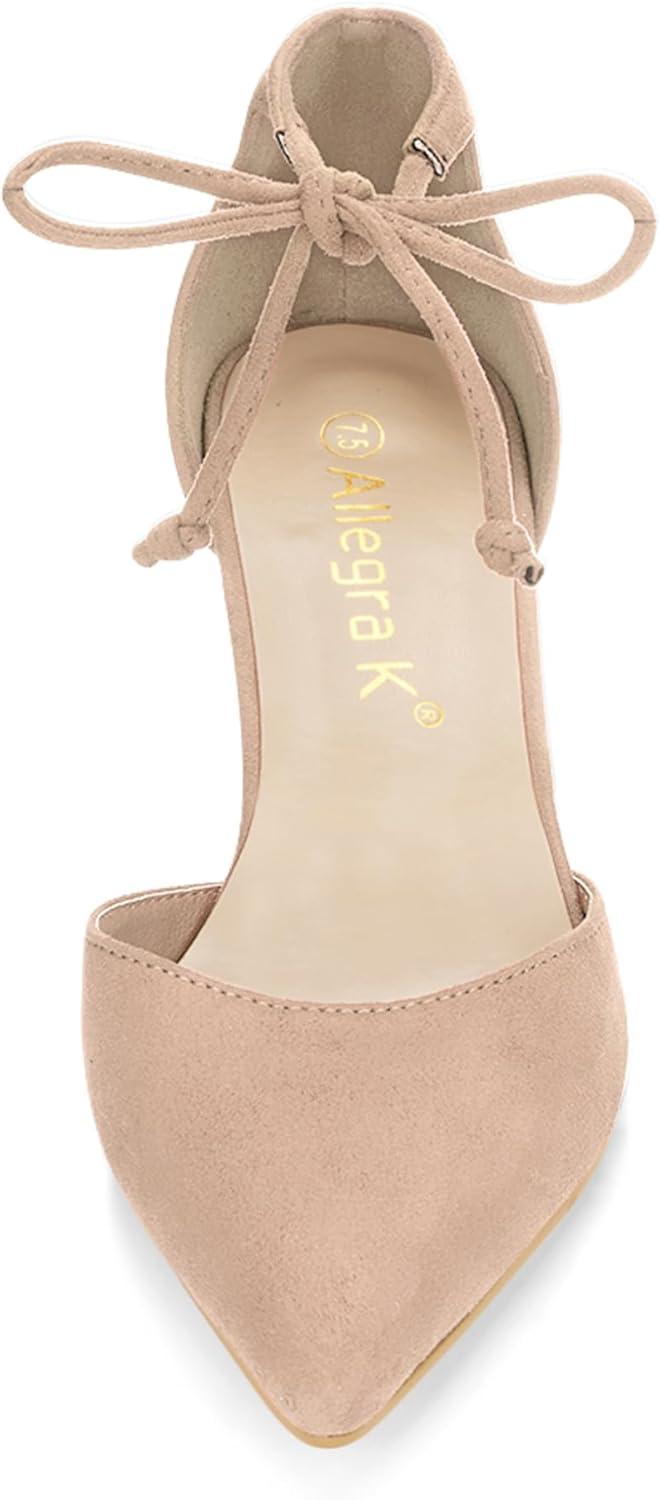 imageAllegra K Womens Ankle Tie Point Toe Dress PumpsNude