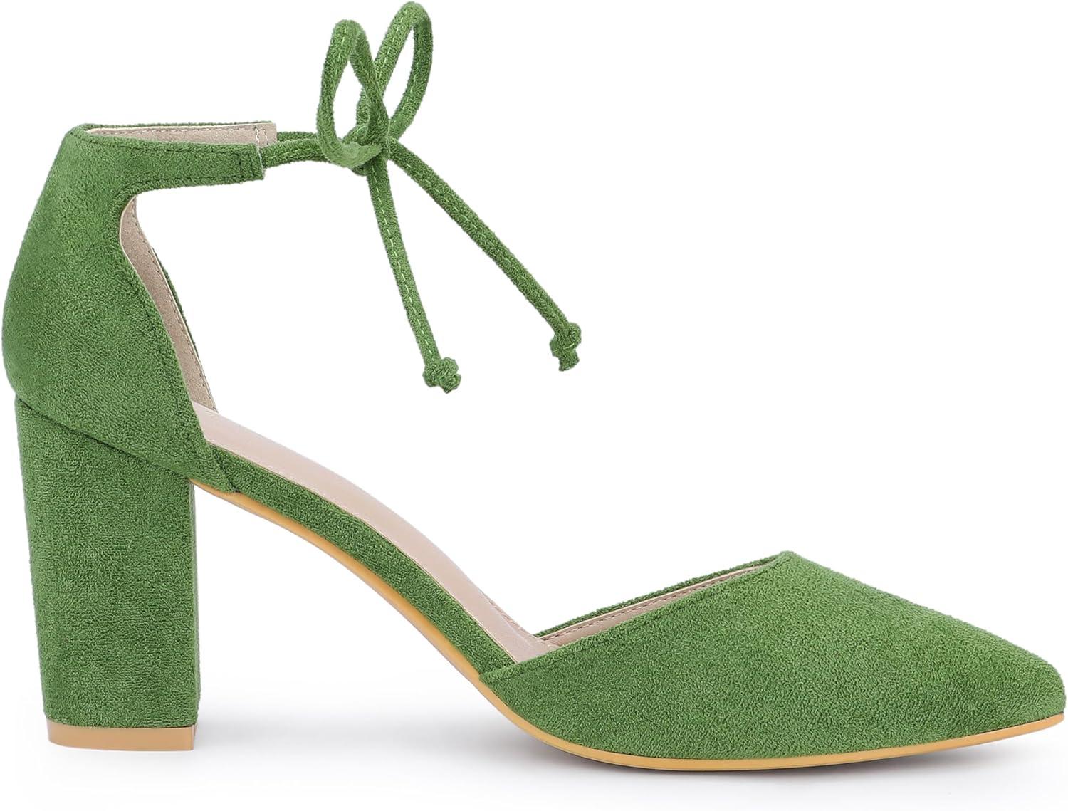 imageAllegra K Womens Ankle Tie Point Toe Dress PumpsOlive Green
