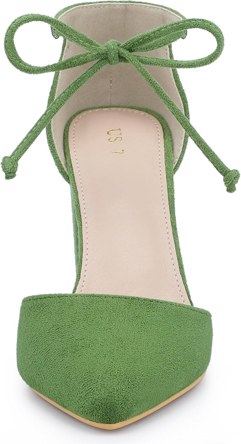 imageAllegra K Womens Ankle Tie Point Toe Dress PumpsOlive Green