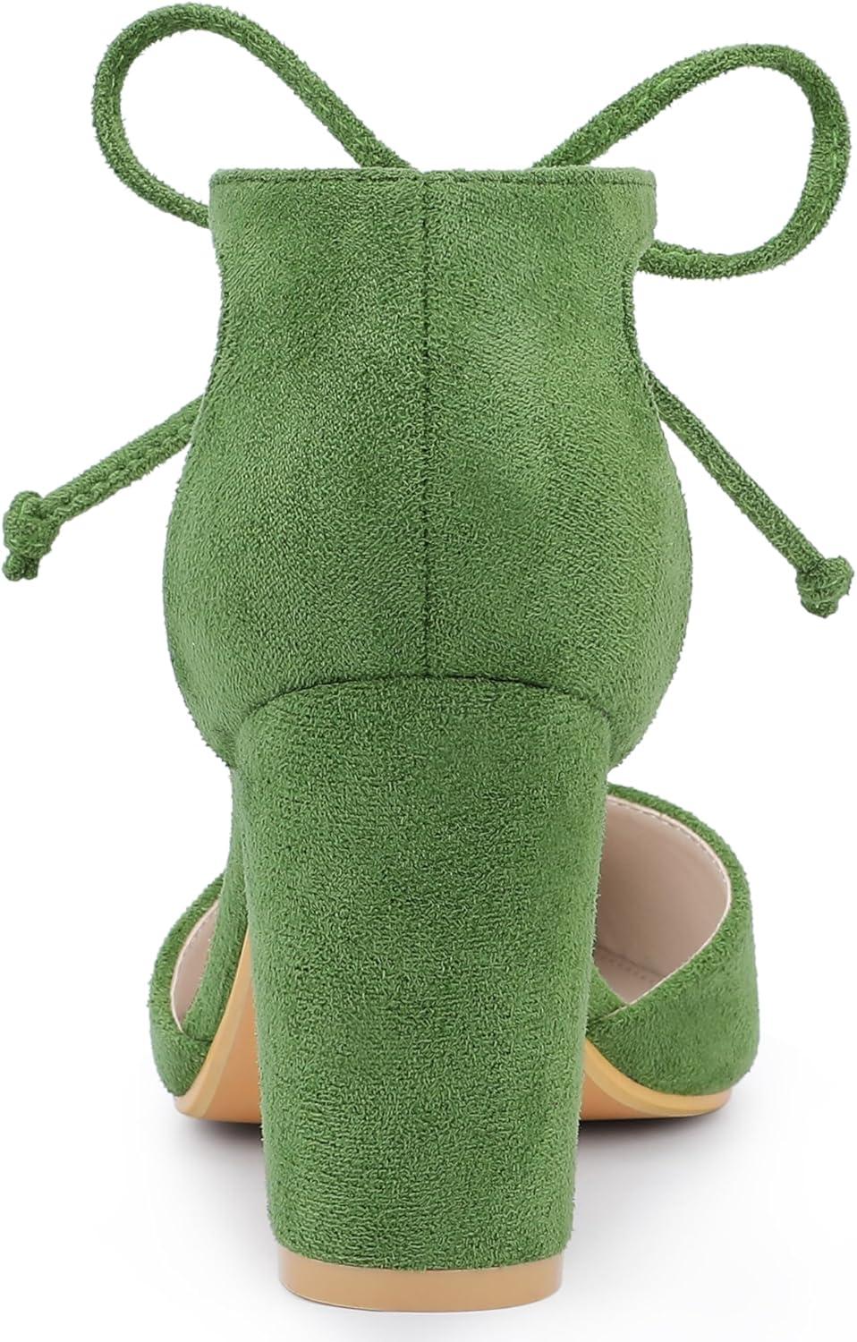 imageAllegra K Womens Ankle Tie Point Toe Dress PumpsOlive Green