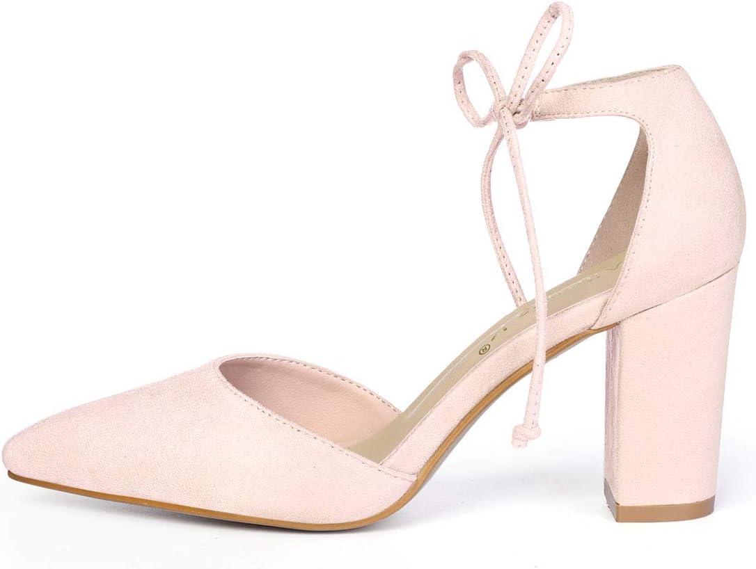 imageAllegra K Womens Ankle Tie Point Toe Dress PumpsPink