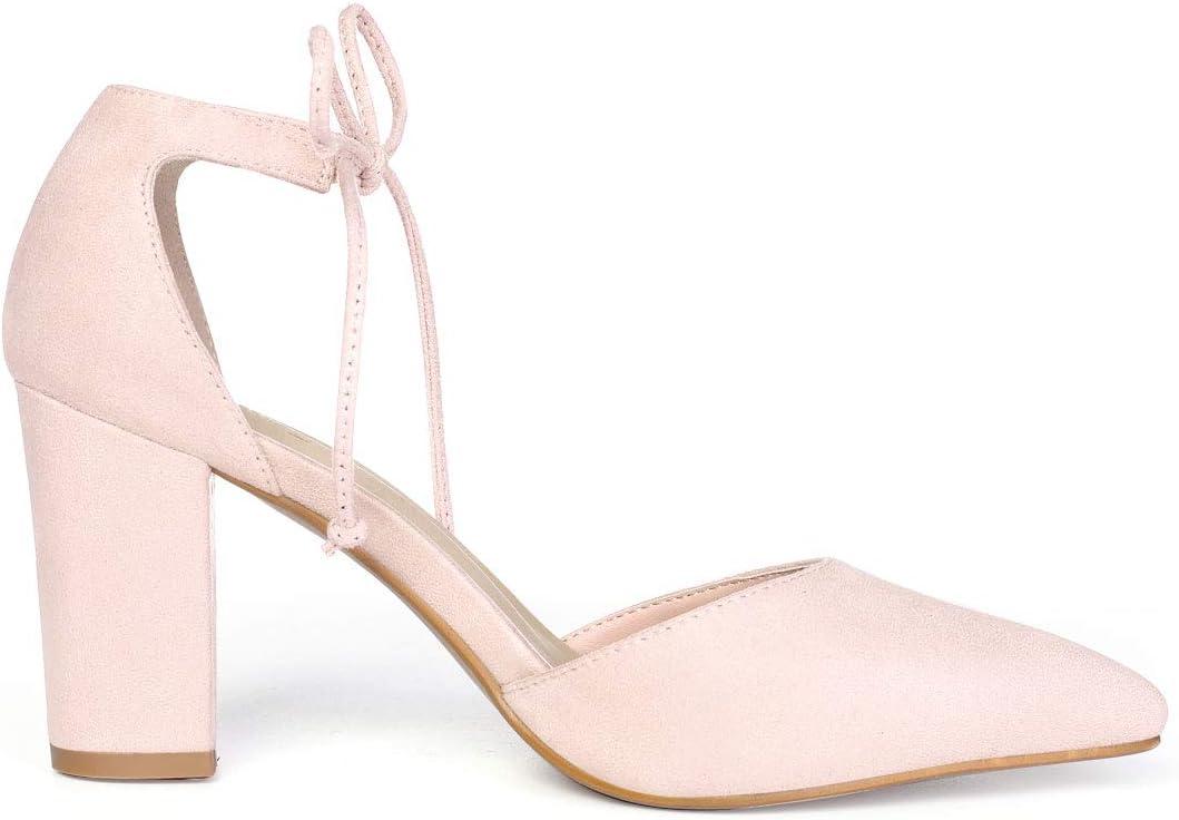 imageAllegra K Womens Ankle Tie Point Toe Dress PumpsPink