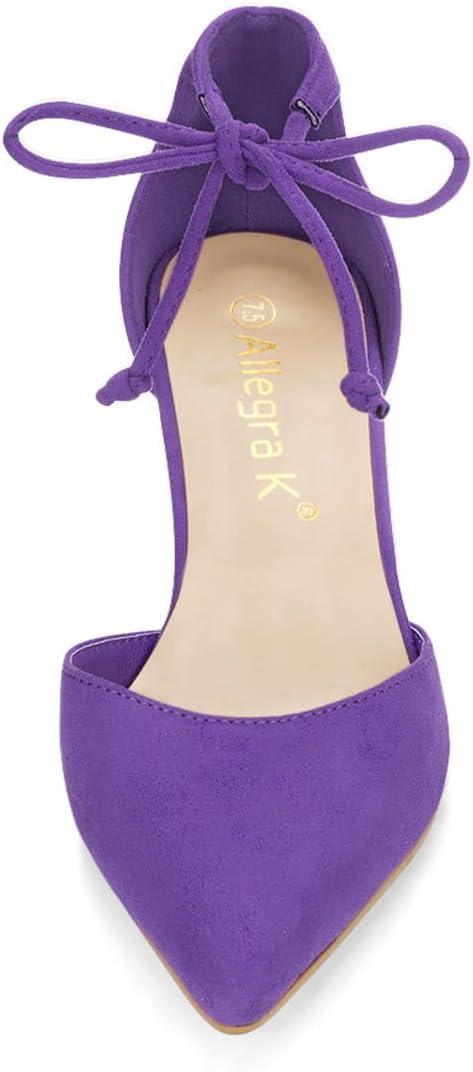 imageAllegra K Womens Ankle Tie Point Toe Dress PumpsPurple