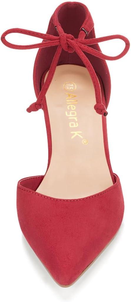 imageAllegra K Womens Ankle Tie Point Toe Dress PumpsRed