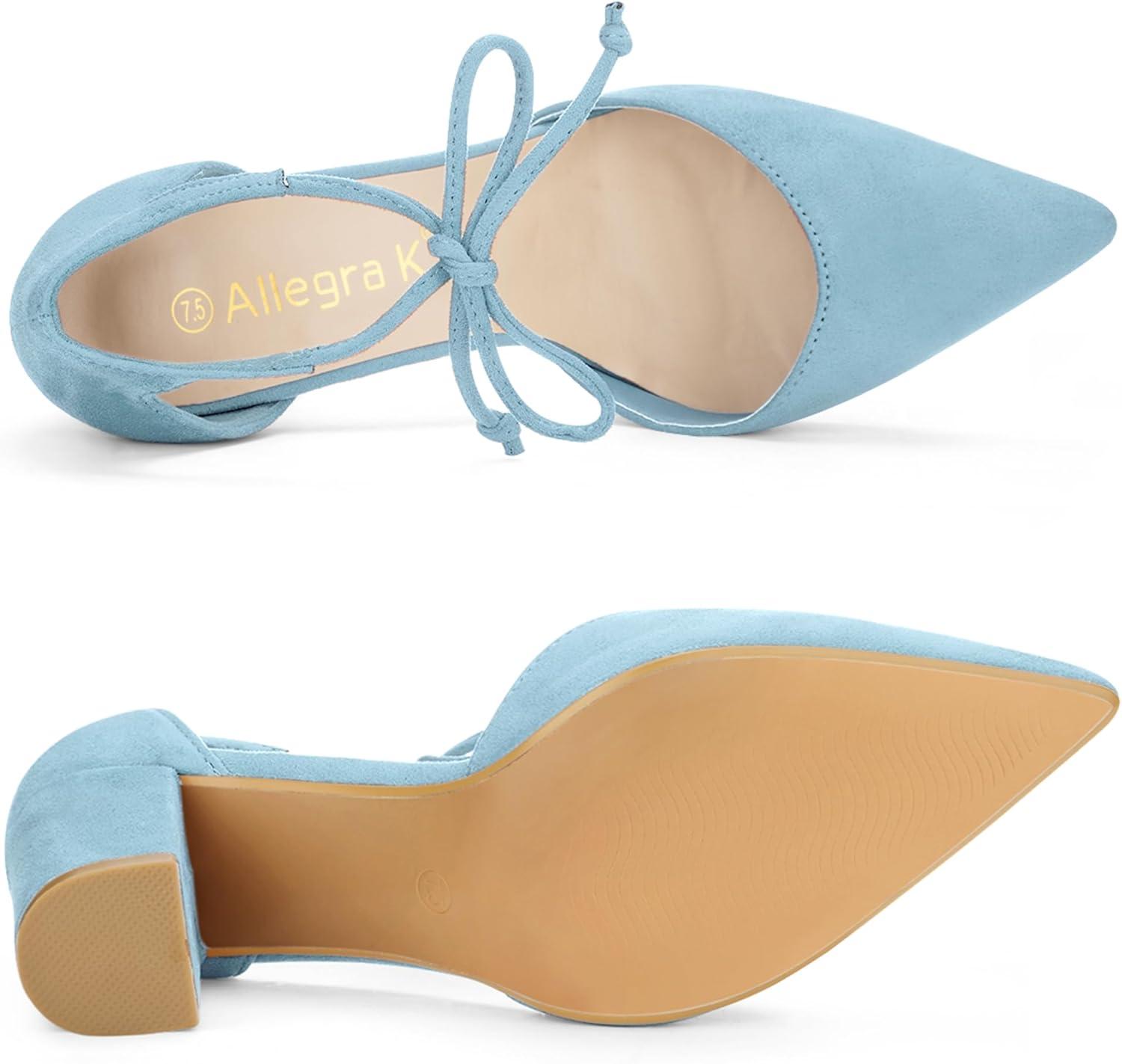 imageAllegra K Womens Ankle Tie Point Toe Dress PumpsSky Blue
