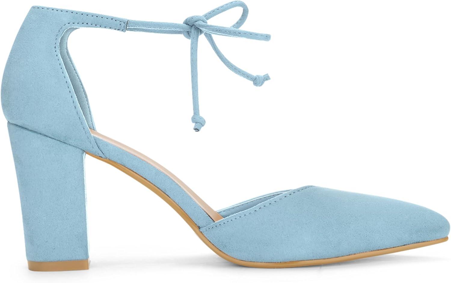 imageAllegra K Womens Ankle Tie Point Toe Dress PumpsSky Blue