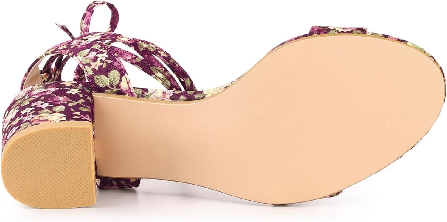 imageAllegra K Womens Block Heel Sandals Lace Up HeelsFuchsia