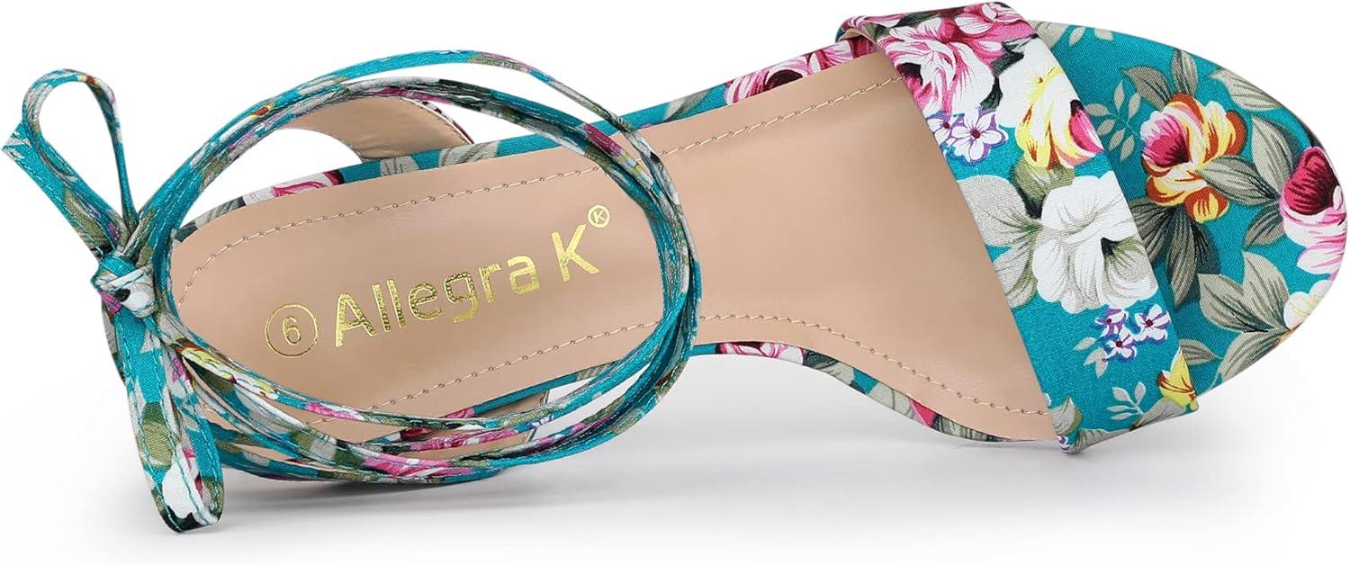 imageAllegra K Womens Block Heel Sandals Lace Up HeelsLake Blue
