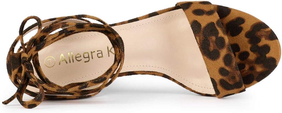 imageAllegra K Womens Block Heel Sandals Lace Up HeelsLeopard Print