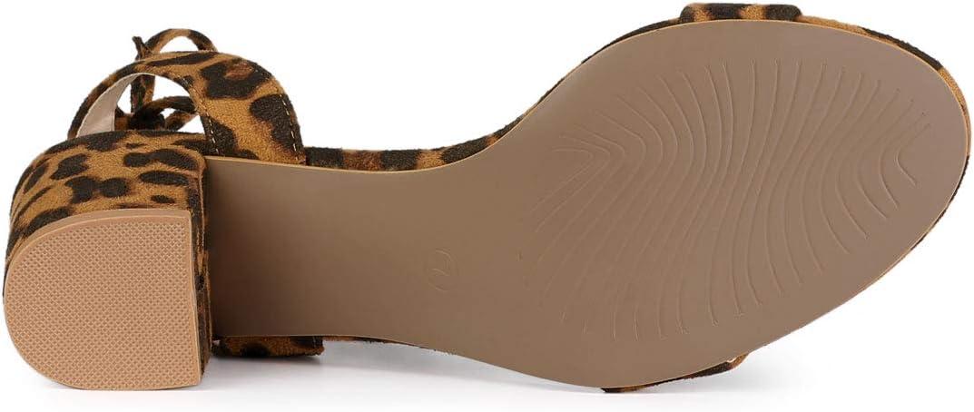 imageAllegra K Womens Block Heel Sandals Lace Up HeelsLeopard Print