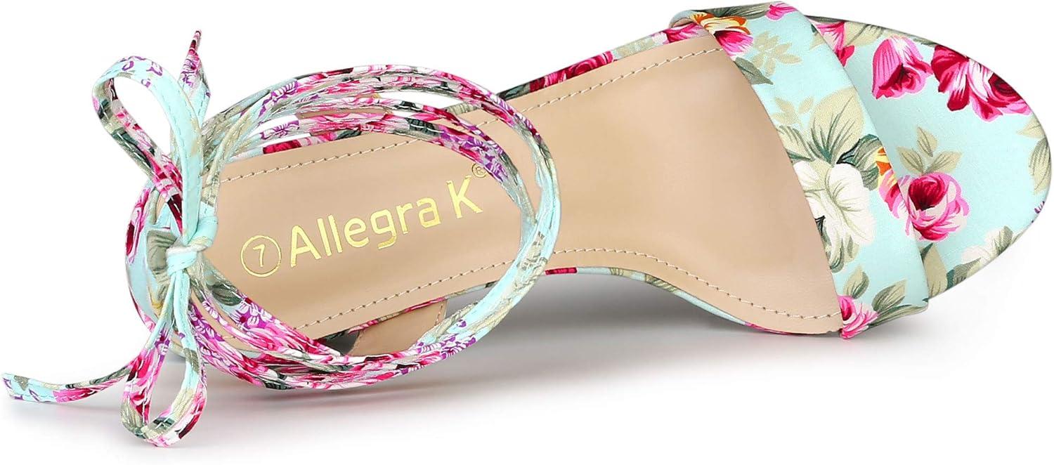 imageAllegra K Womens Block Heel Sandals Lace Up HeelsMint Green