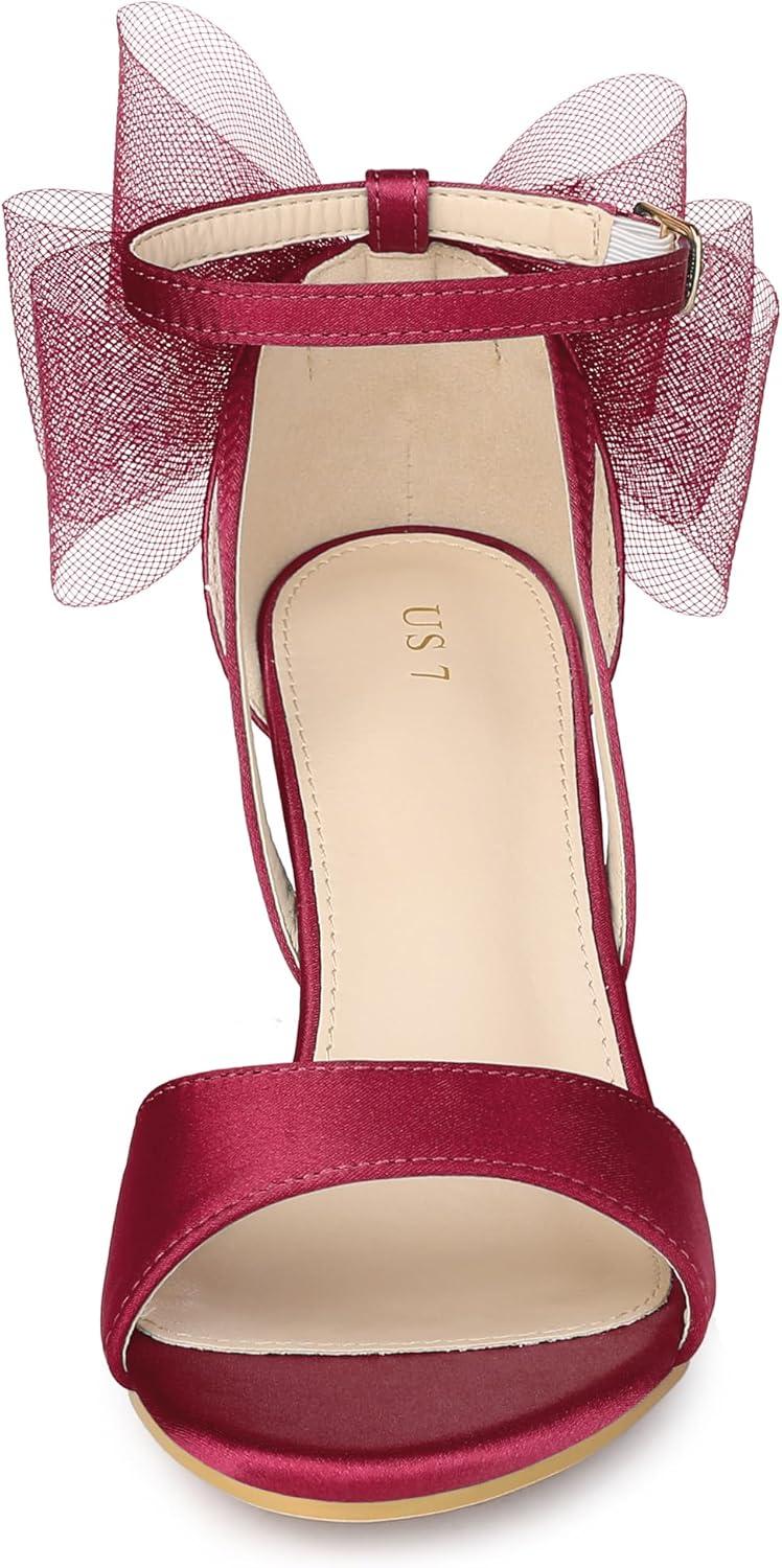 imageAllegra K Womens Bow Shoes Open Toe Chunky Heel SandalsBurgundy
