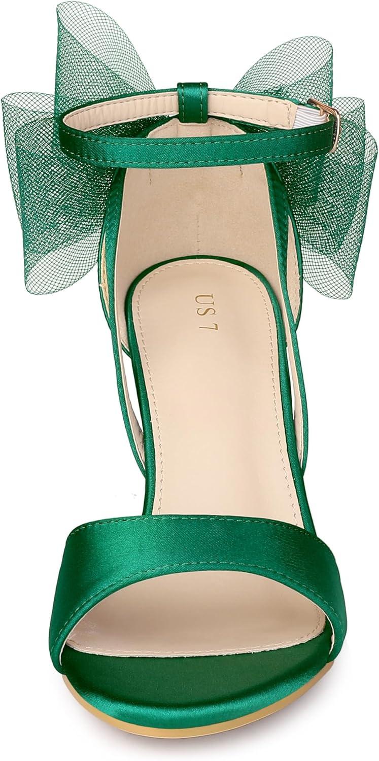 imageAllegra K Womens Bow Shoes Open Toe Chunky Heel SandalsGreen