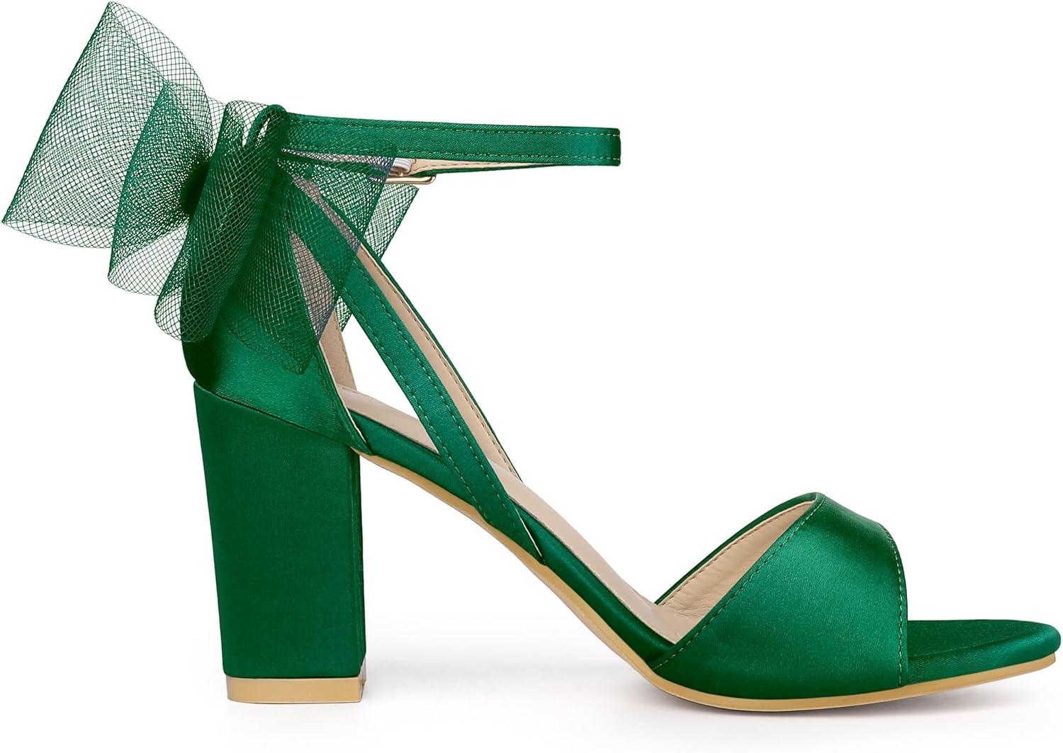 imageAllegra K Womens Bow Shoes Open Toe Chunky Heel SandalsGreen